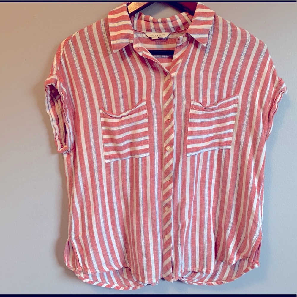 🥀3/$15🥀 Lucky Brand Striped Boxy Button Up